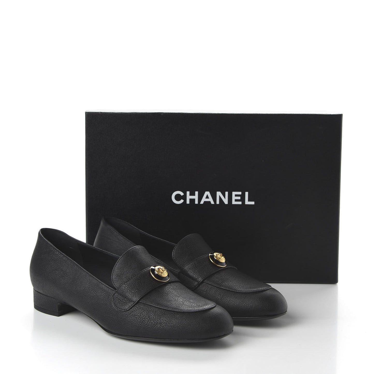Calfskin CC Mocassin Loafers 38.5 Black