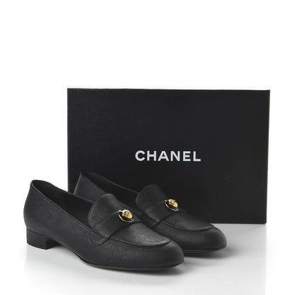 Chanel Calfskin CC Mocassin Loafers 38.5 Black 9 of 9