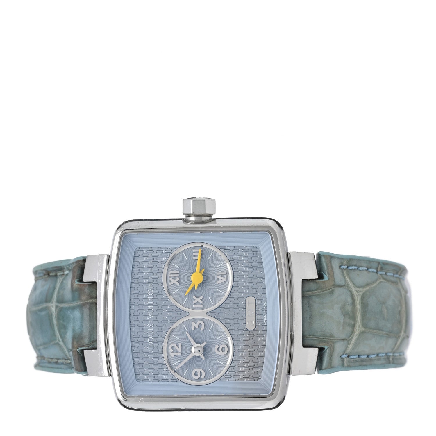 Louis Vuitton Stainless Steel Alligator 35mm Speedy Duo Jet GMT Quartz Watch Blue 2 of 4