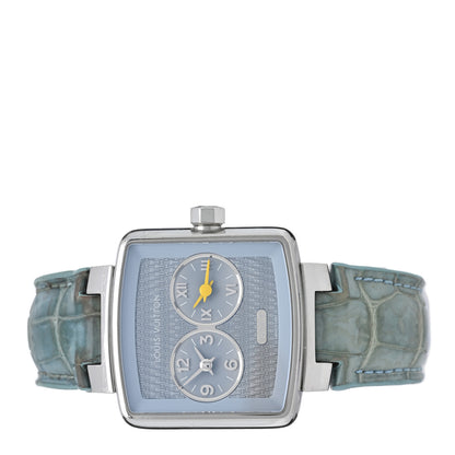 Louis Vuitton Stainless Steel Alligator 35mm Speedy Duo Jet GMT Quartz Watch Blue 2 of 4