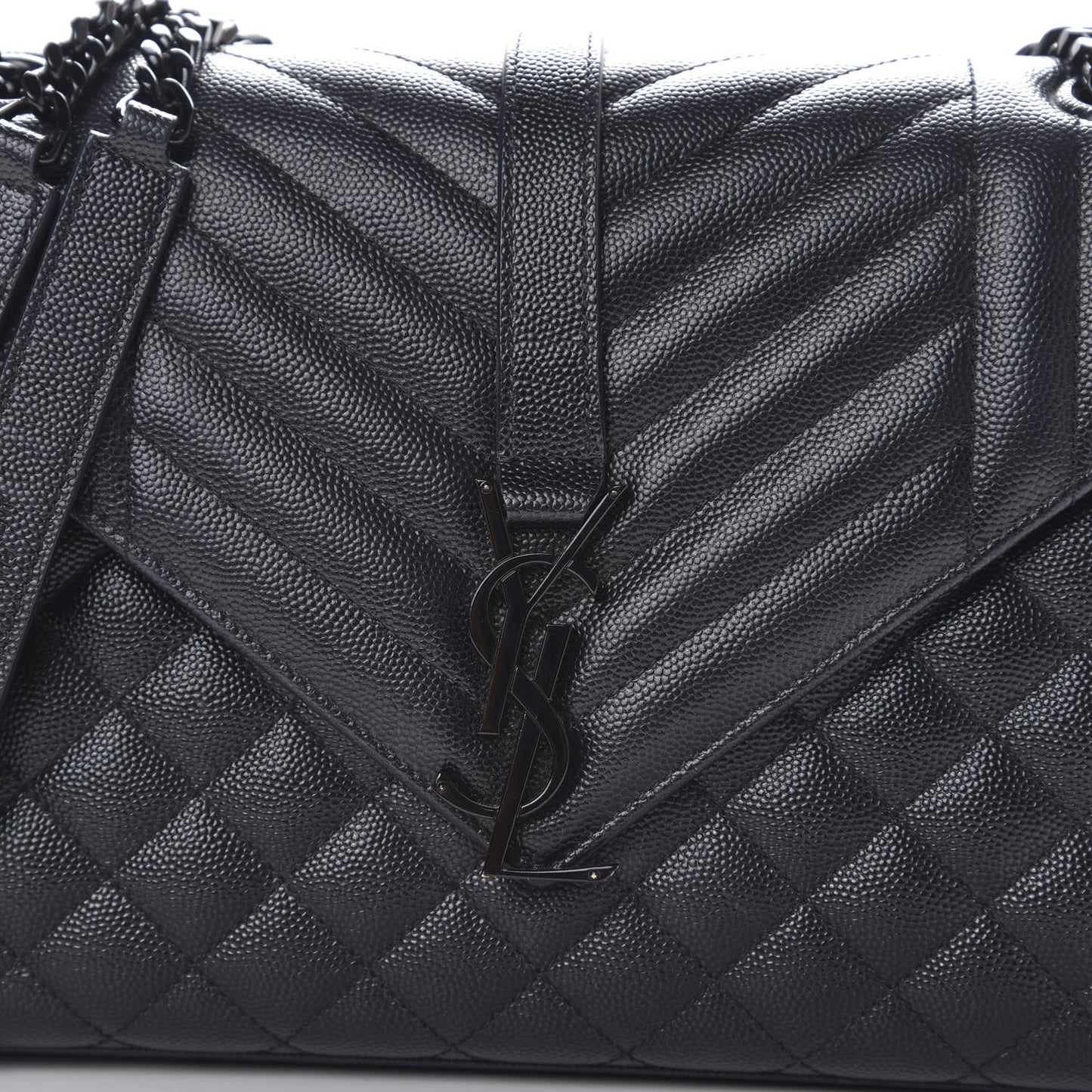 Grain De Poudre Textured Mixed Matelasse Triquilt Medium Monogram Satchel Black