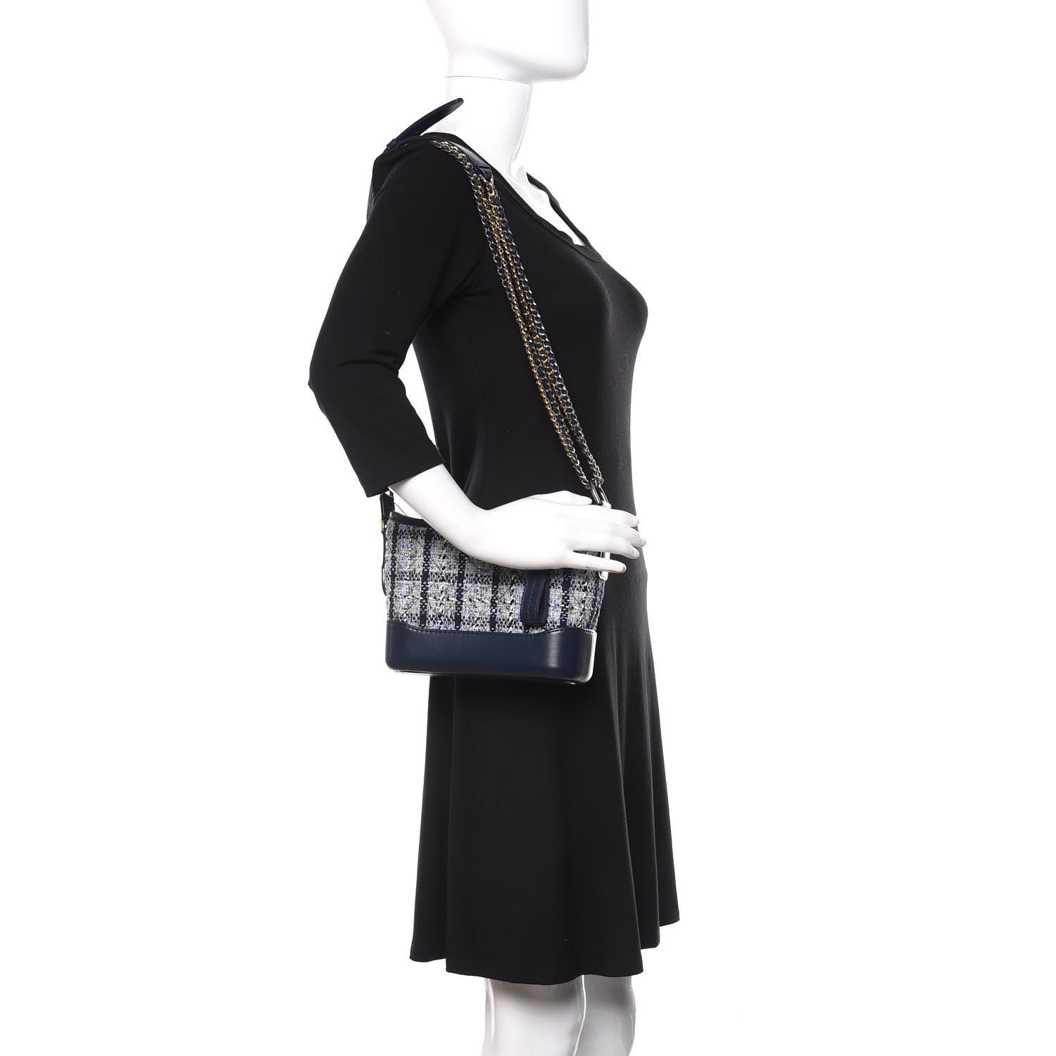 Chanel Tweed Calfskin Small Gabrielle Hobo Blue 2 of 12