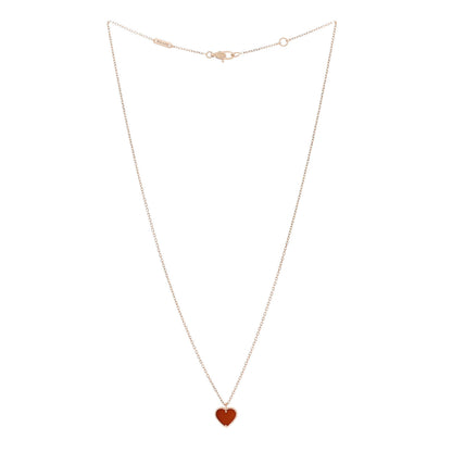 Van Cleef & Arpels 18K Rose Gold Carnelian Sweet Alhambra Heart Pendant Necklace 3 of 6