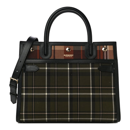 Burberry Wool Tartan Two Handle Title Bag Dark Green 1 of 10