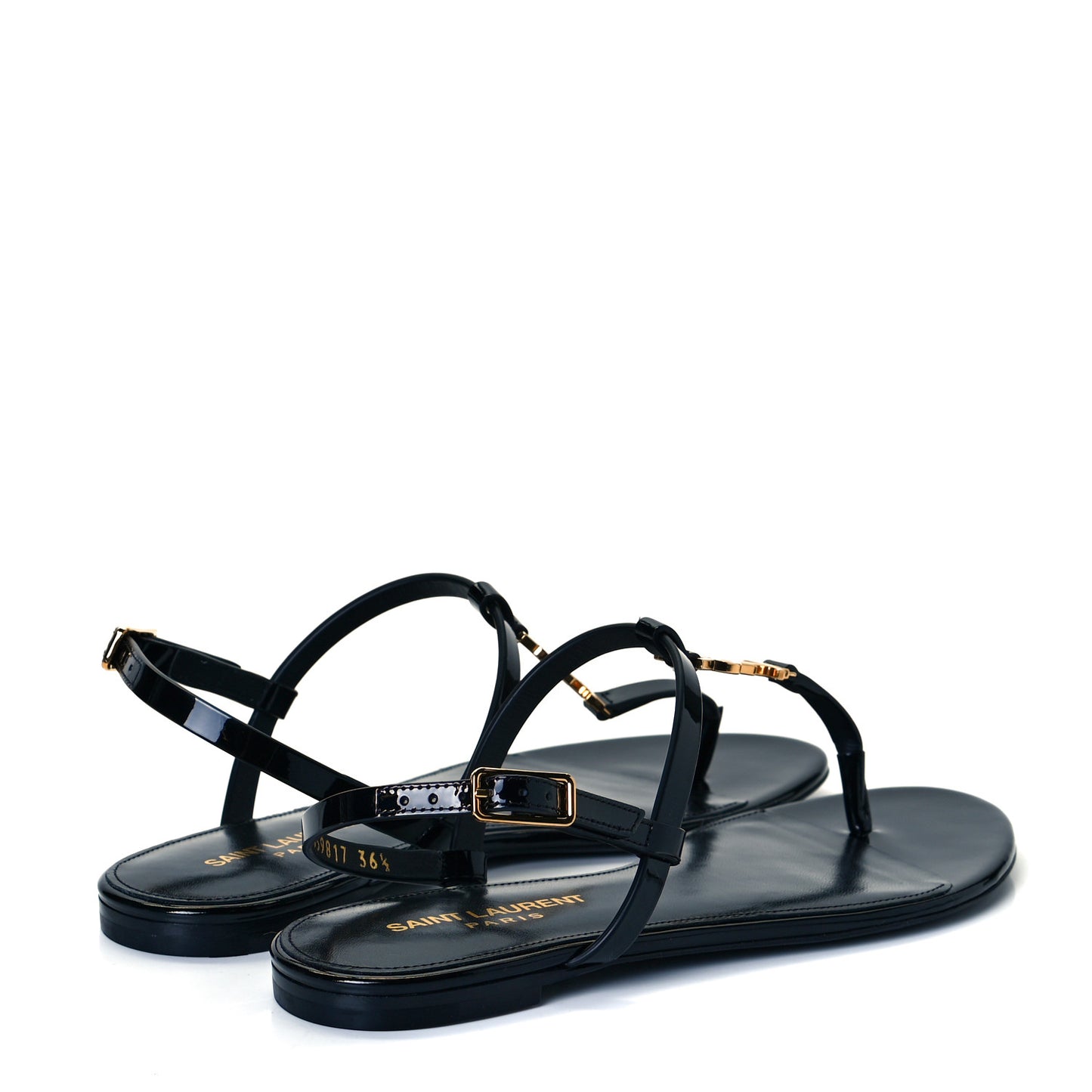Patent Calfskin Cassandra Monogram Sandals 36.5 Black