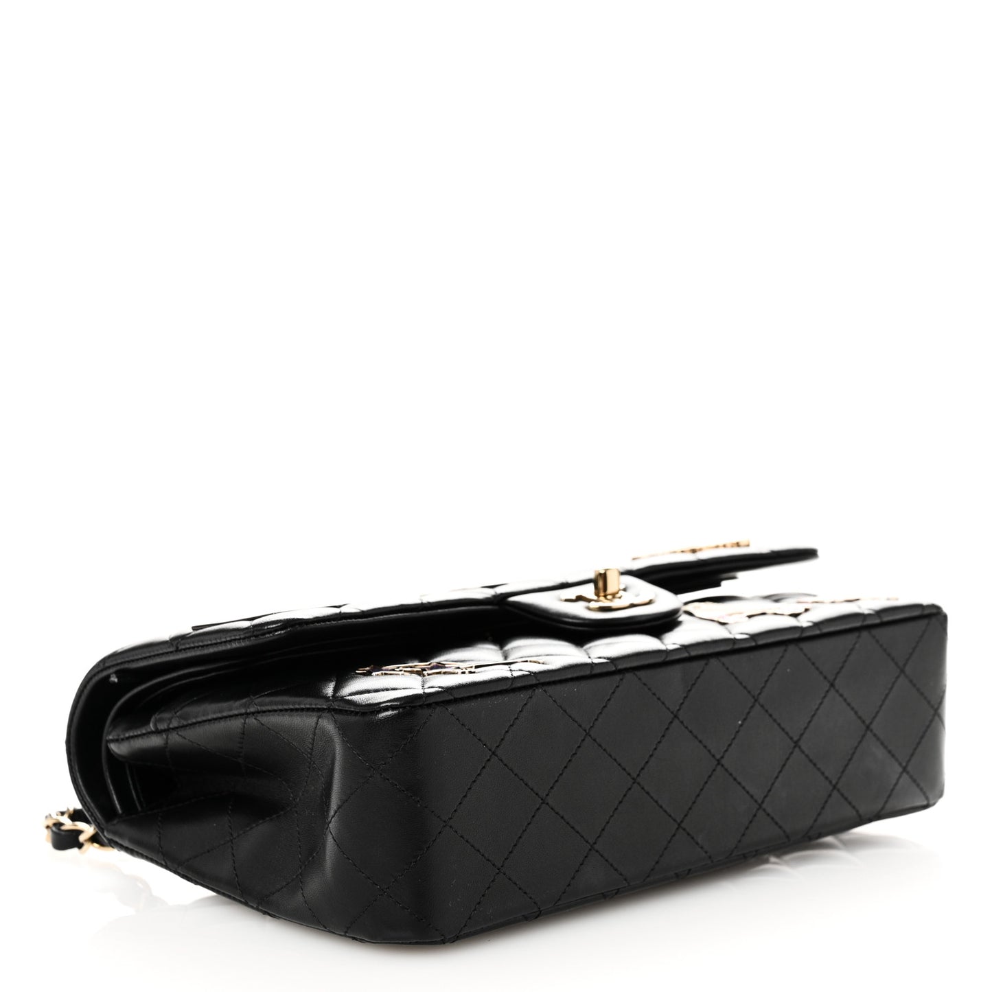 Lambskin Quilted Medium Hollywood Charms Double Flap Black