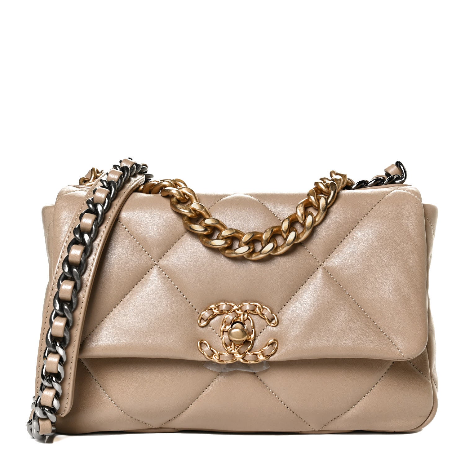 Chanel Lambskin Quilted Medium Chanel 19 Flap Dark Beige 1 of 12