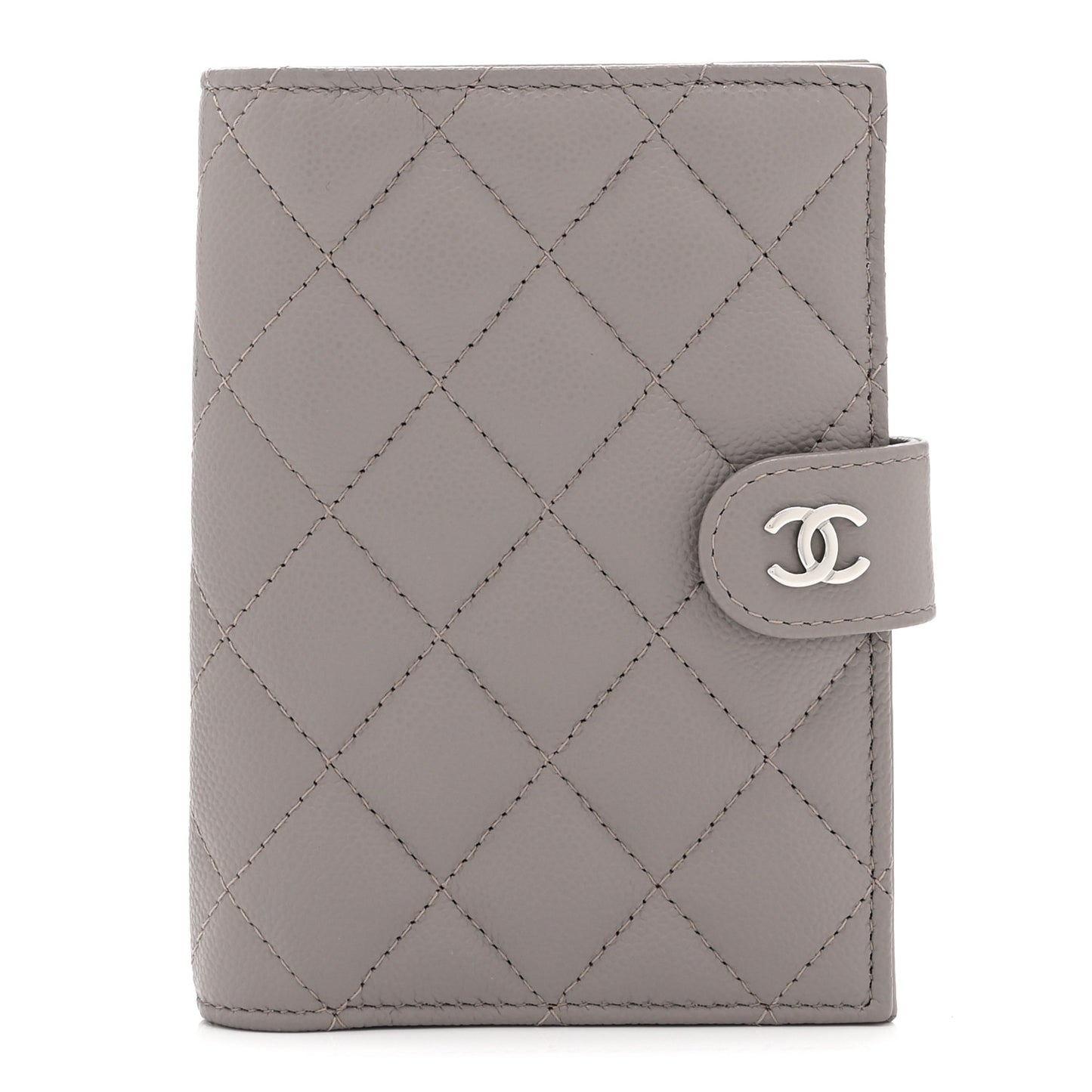 Caviar Quilted Passport Holder Grey