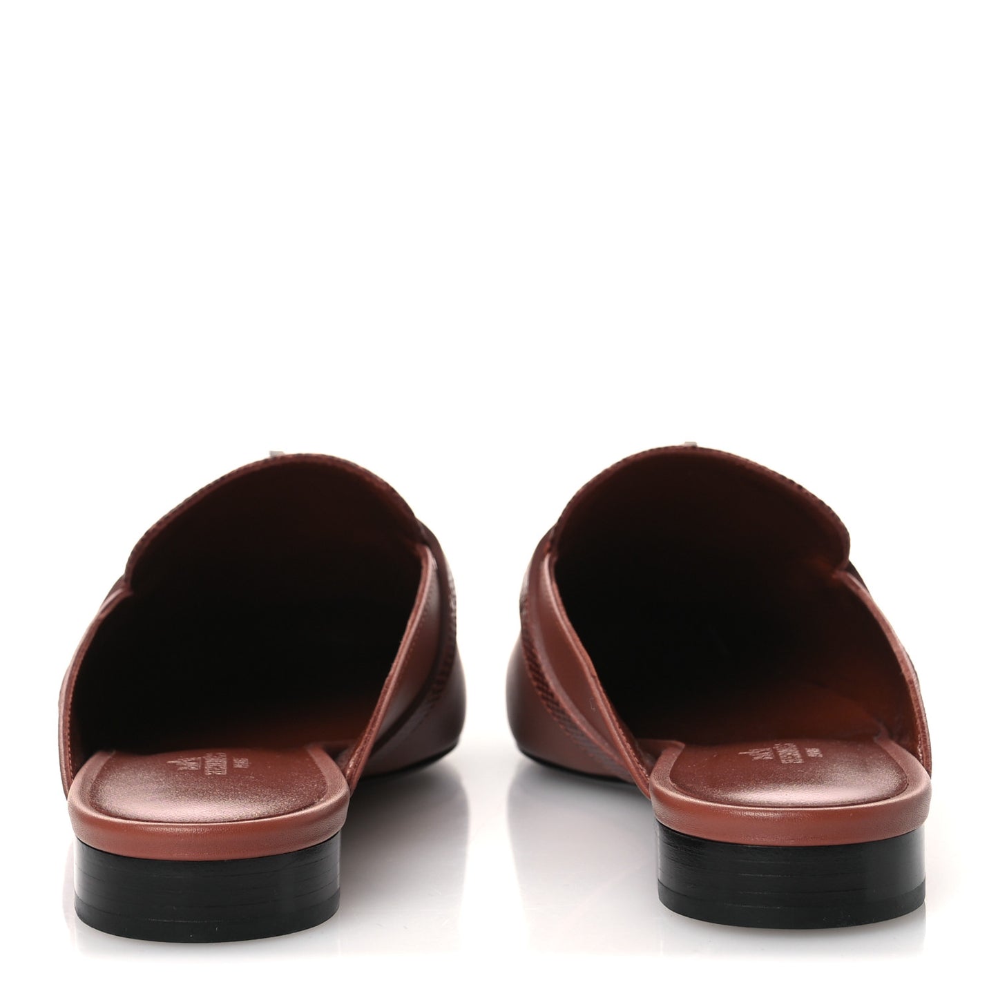 Lizard Calfskin Oz Mules 37 Rouge Sepia