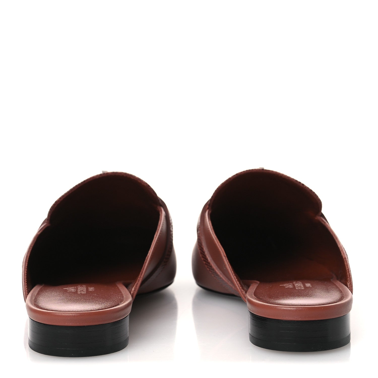 Hermes Lizard Calfskin Oz Mules 37 Rouge Sepia 6 of 12