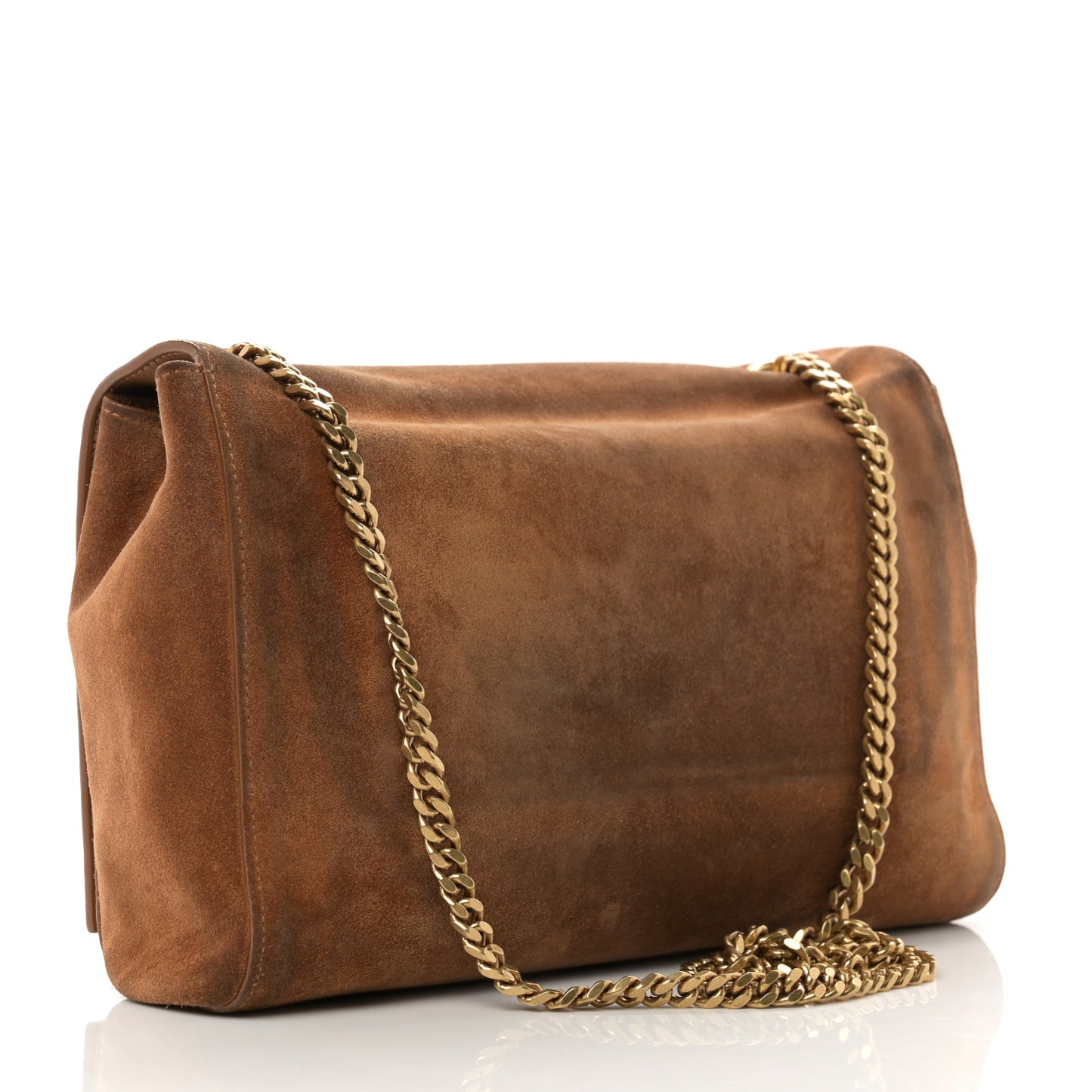 Smooth Calfskin Suede Medium Reversible Monogram Kate Satchel Light Ochre