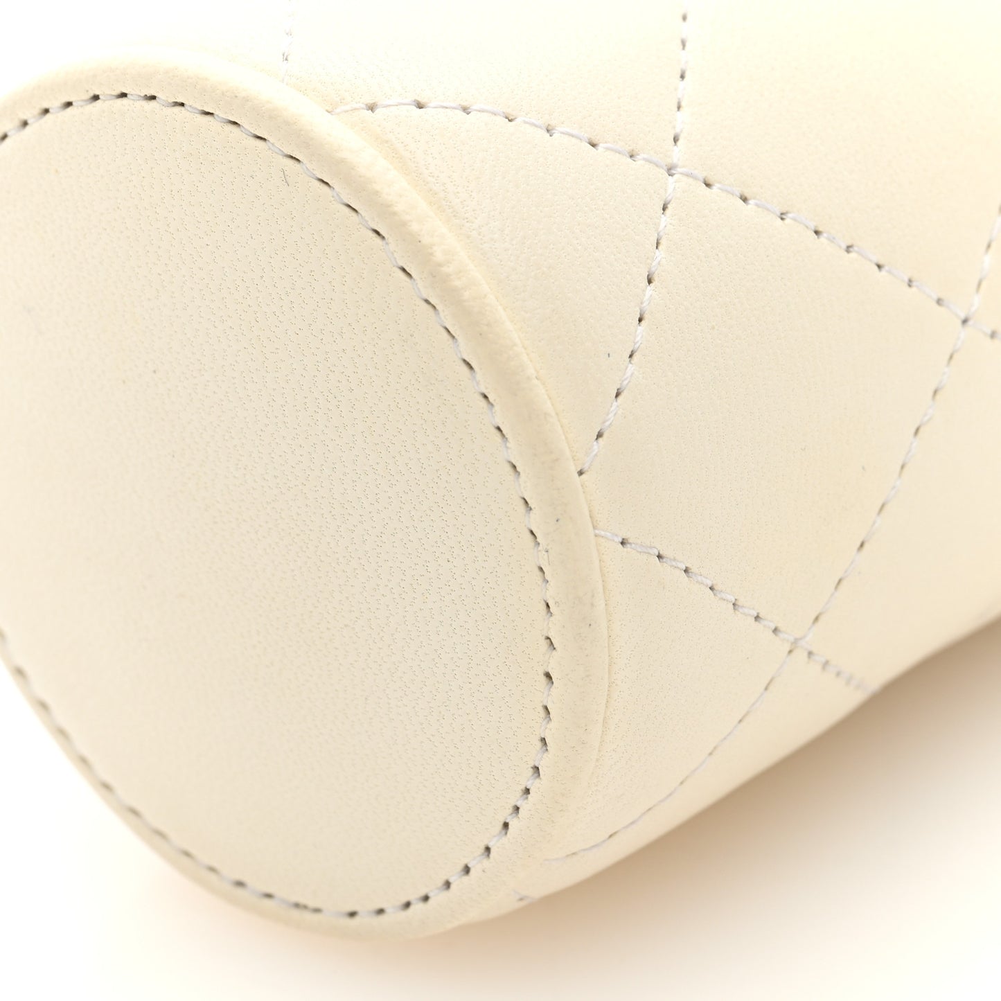 Lambskin Quilted Mini Bucket Bag With Chain White