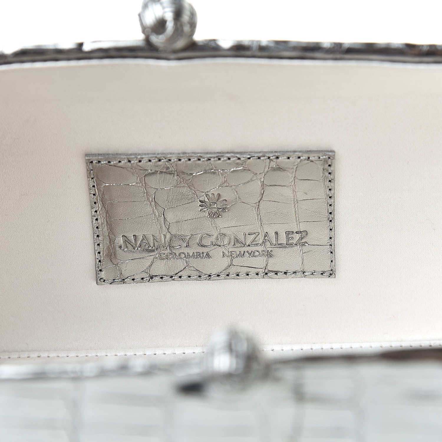 Nancy Gonzalez Metallic Crocodile Box Clutch Silver 6 of 7