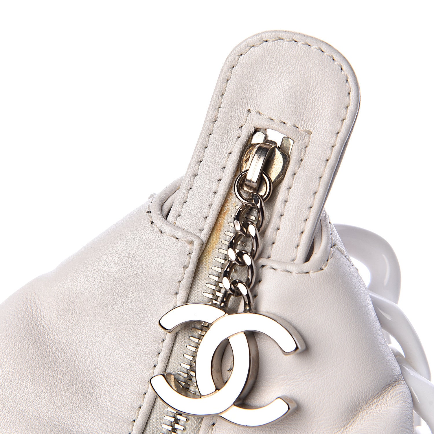 Chanel Calfskin Modern Chain Rhodoid Hobo White 17 of 19
