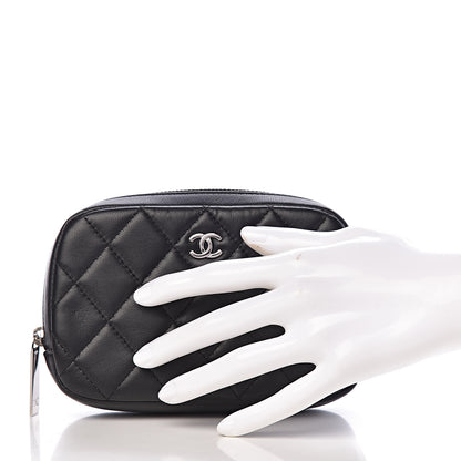 Chanel Lambskin Quilted Small Curvy Pouch Cosmetic Case Black 2 of 8