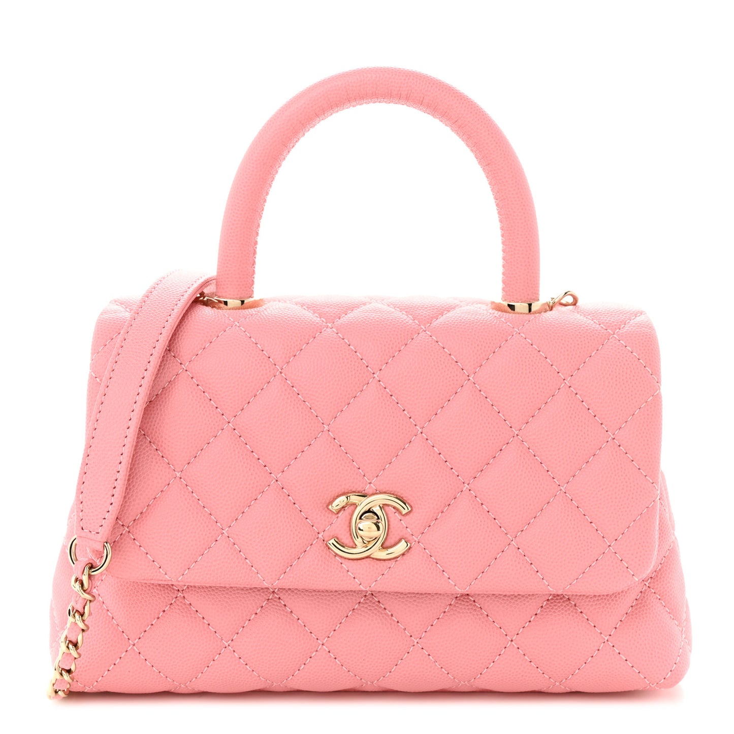 Caviar Quilted Mini Coco Handle Flap Light Pink