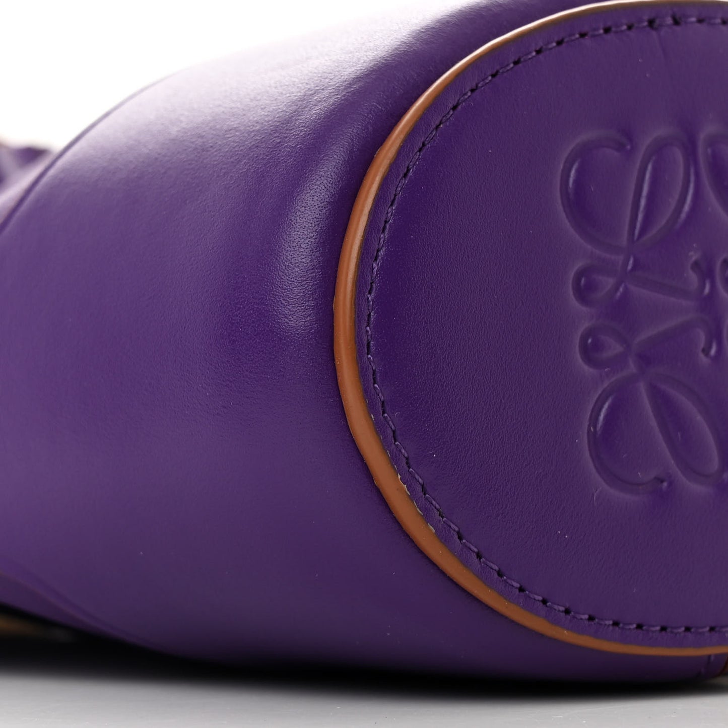 Calfskin Nano Balloon Bucket Bag Purple Cognac