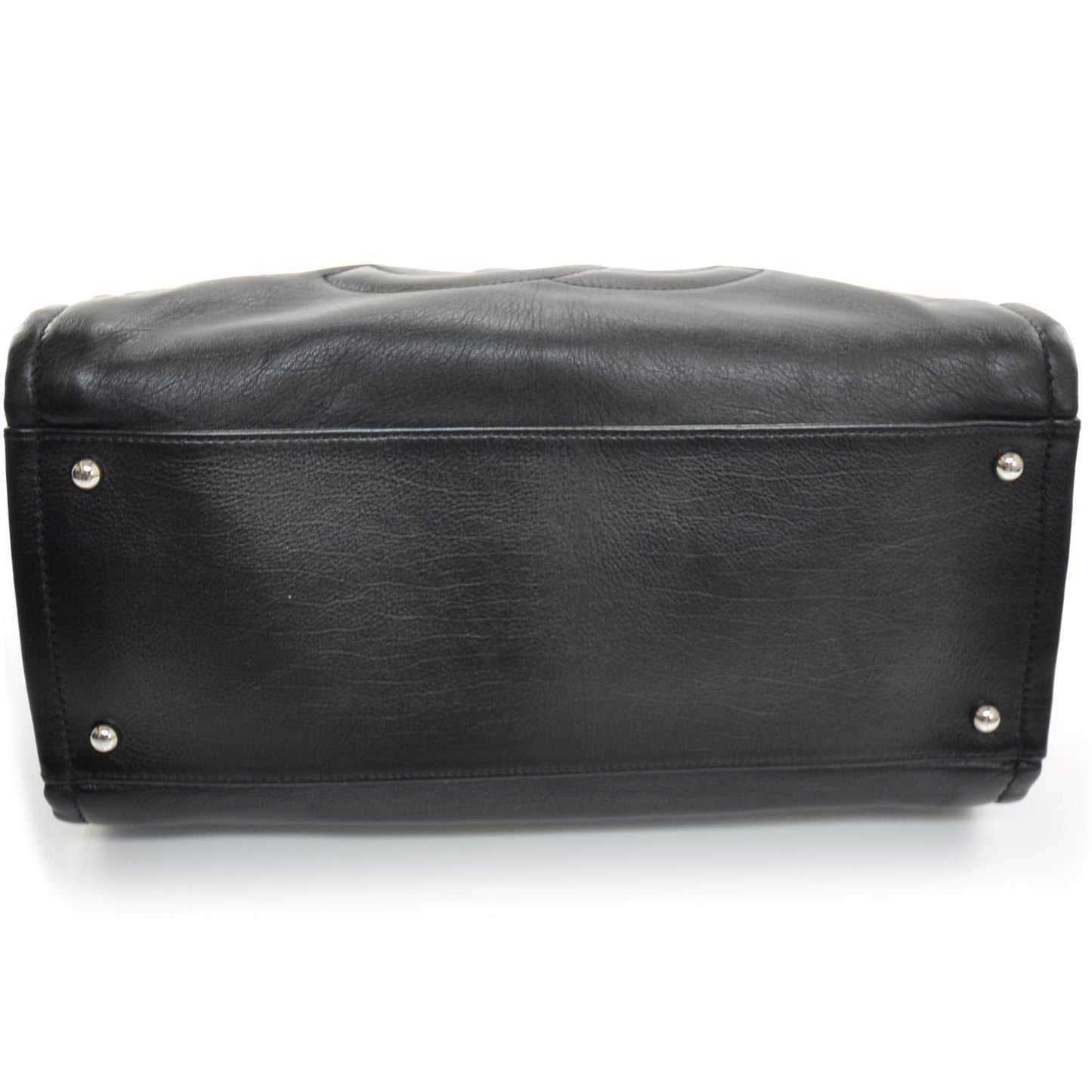 Leather Quilted Executive Cerf Shopper Tote Black