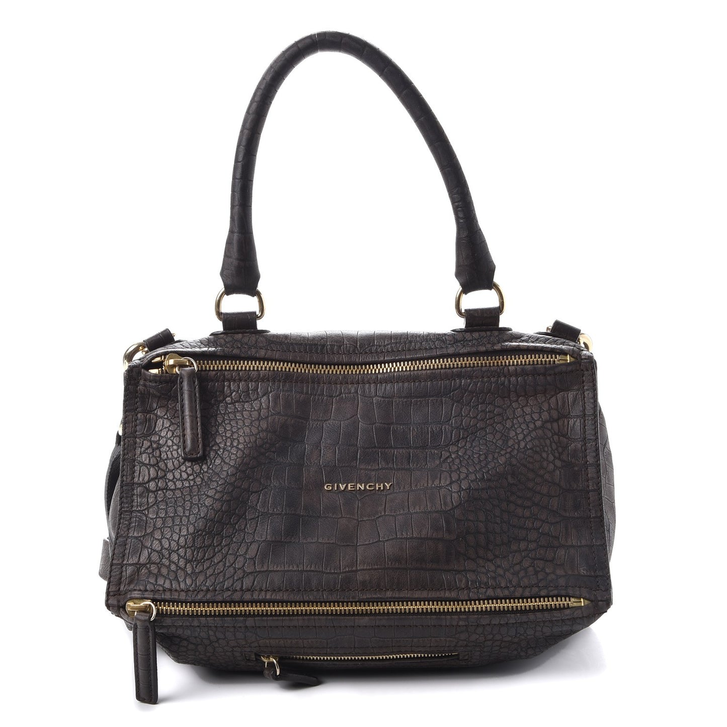 Nubuck Crocodile Embossed Medium Pandora Dark Grey