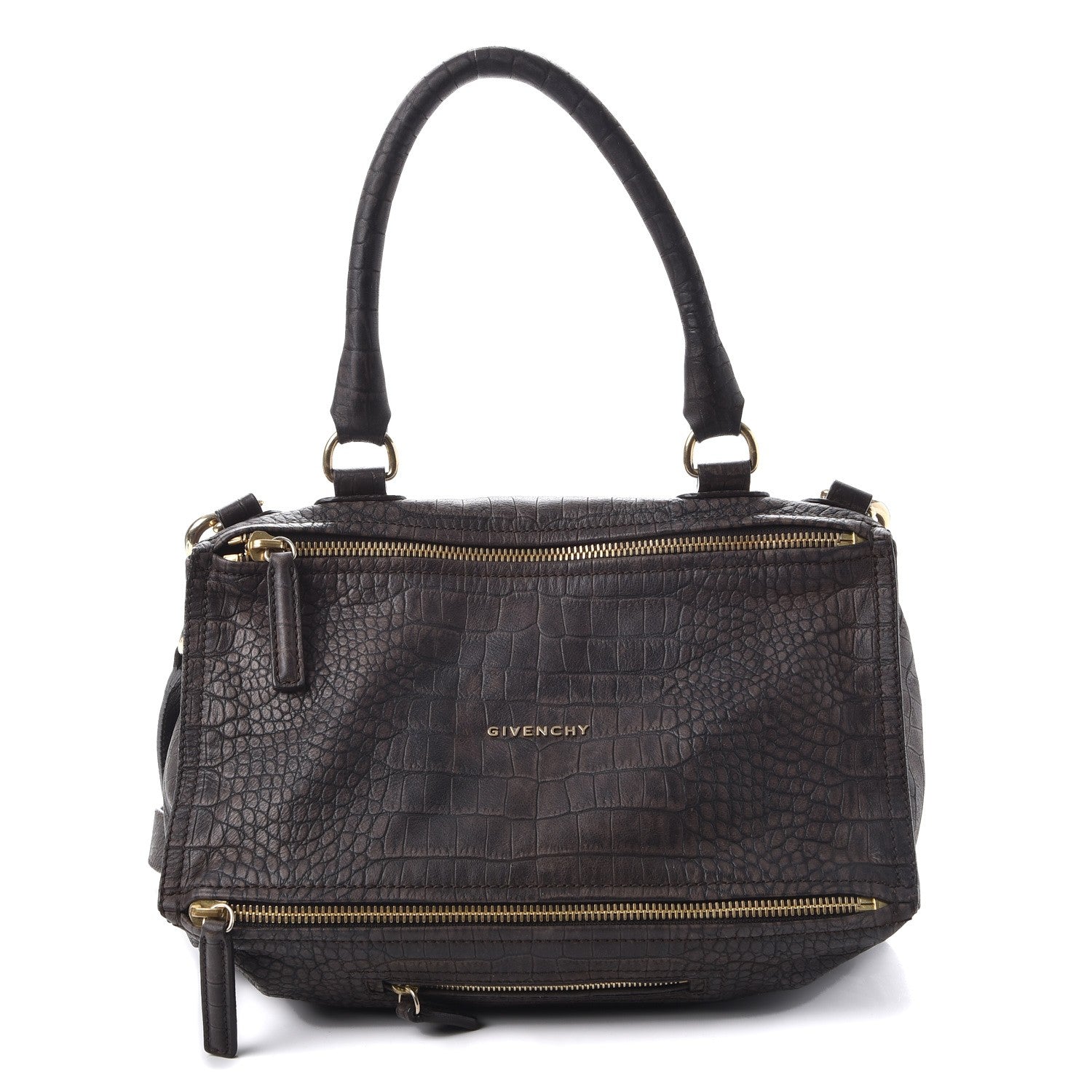 Givenchy Nubuck Crocodile Embossed Medium Pandora Dark Grey 1 of 10