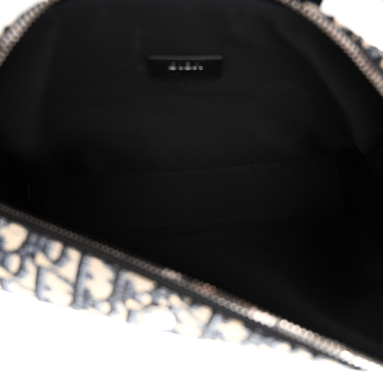 Christian Dior Oblique Jacquard Grained Calfskin Lingot Pouch Beige Black 5 of 10