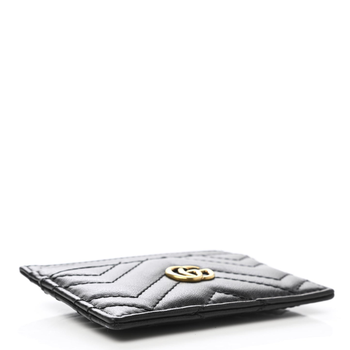 Calfskin Matelasse GG Marmont Card Holder Black