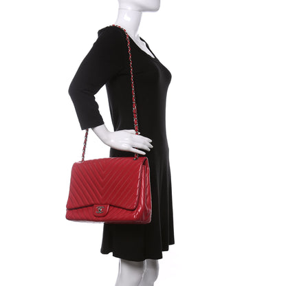 Chanel Lambskin Chevron Quilted Maxi Single Flap Red 2 of 9