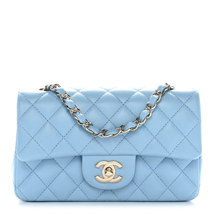 Chanel Lambskin Quilted Mini Rectangular Flap Light Blue 1 of 11