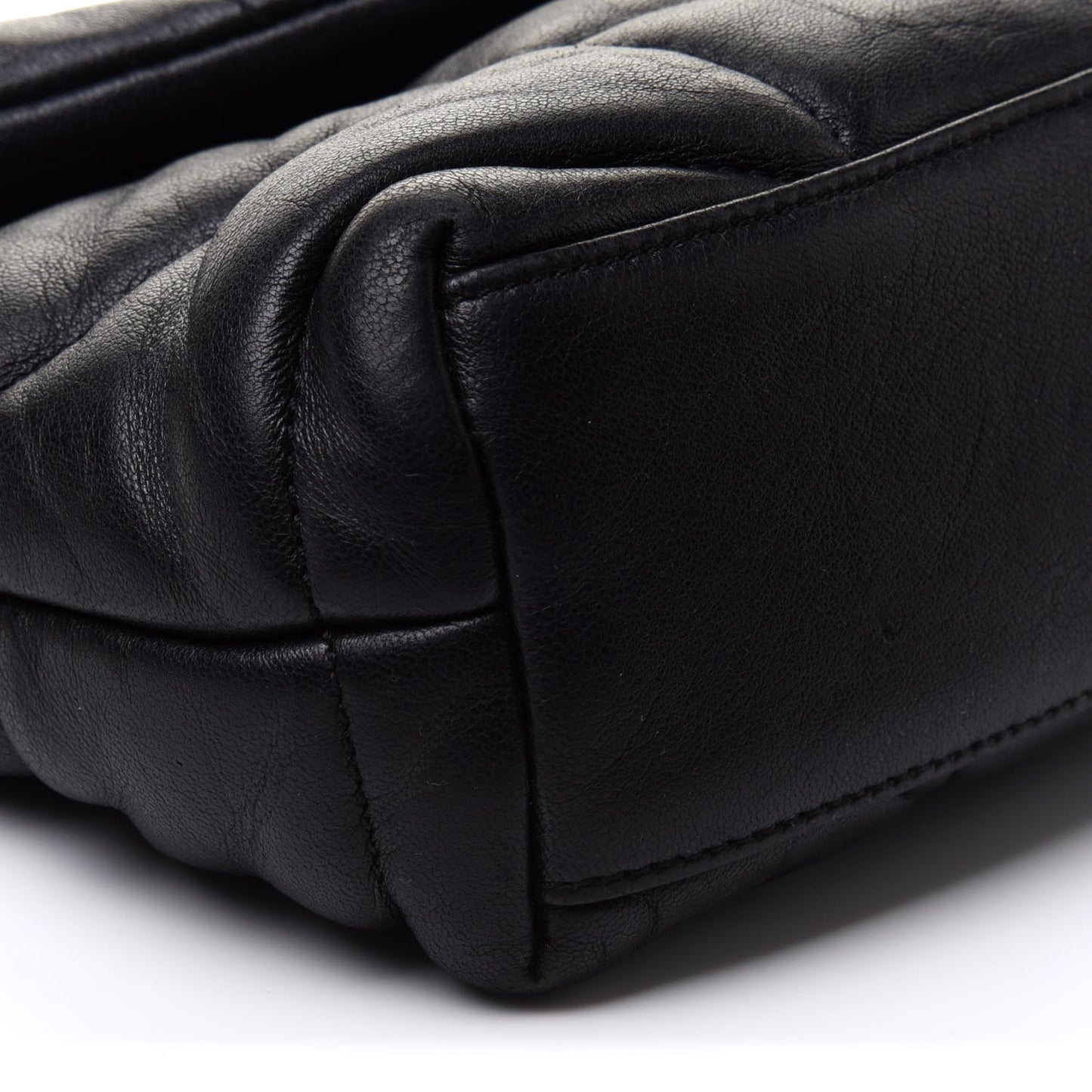 Lambskin Quilted Toy Loulou Puffer Monogram Chain Satchel Black