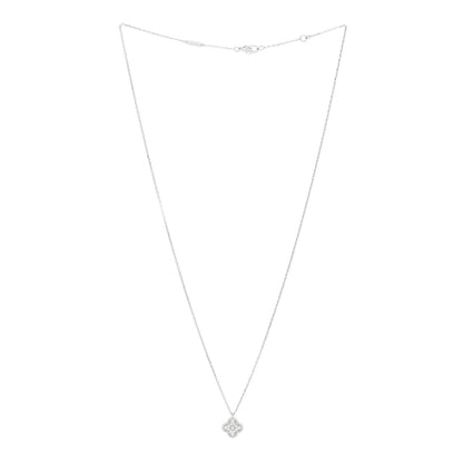 Van Cleef & Arpels 18K White Gold Diamond Sweet Alhambra Pendant Necklace 3 of 6