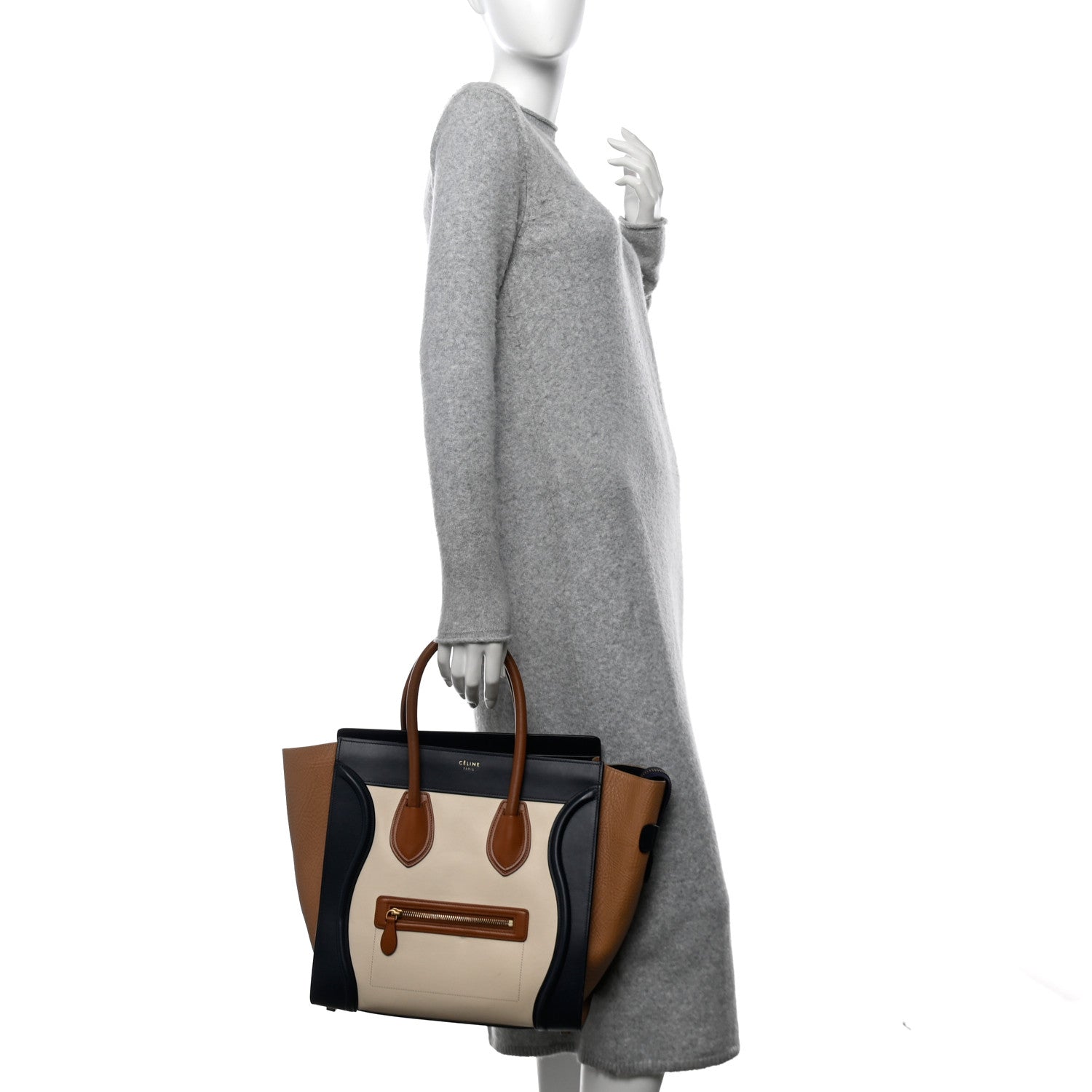 Celine Elephant Calfskin Mini Tri-Color Luggage Brown 2 of 12