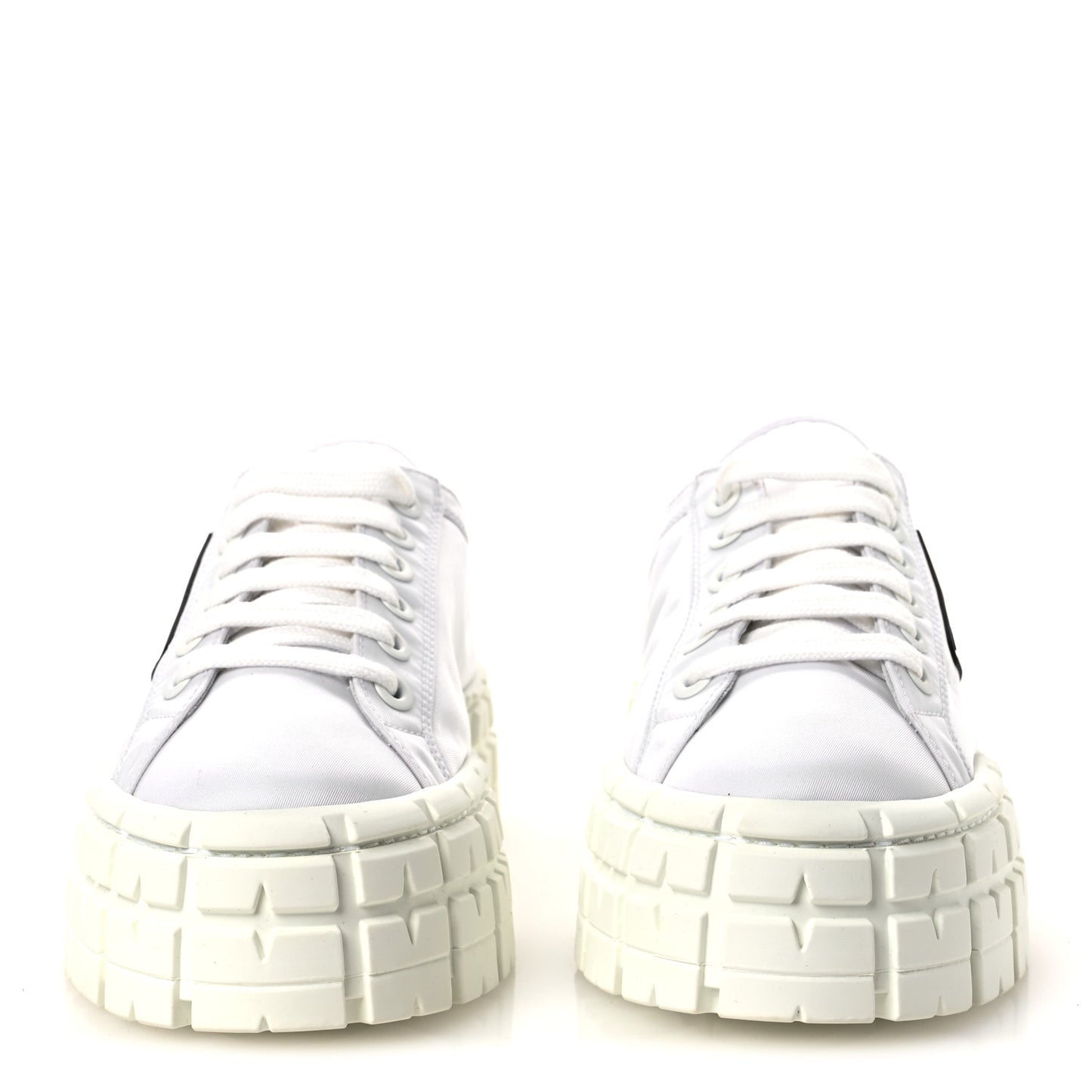 Re-Nylon Gabardine Triangle Logo Double Wheel 50mm Sneakers 40 White