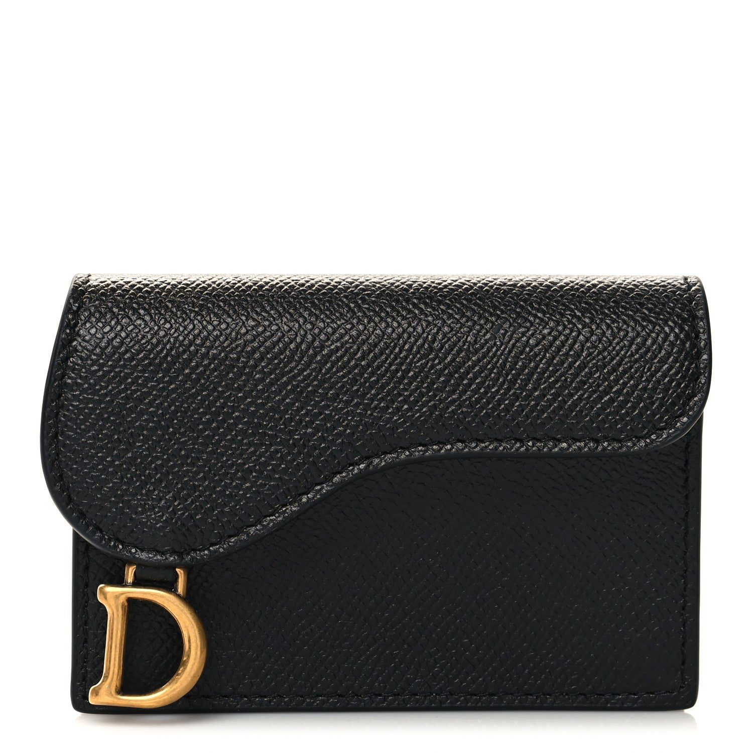 Christian Dior Grained Calfskin Saddle Card Holder Black 1 of 9