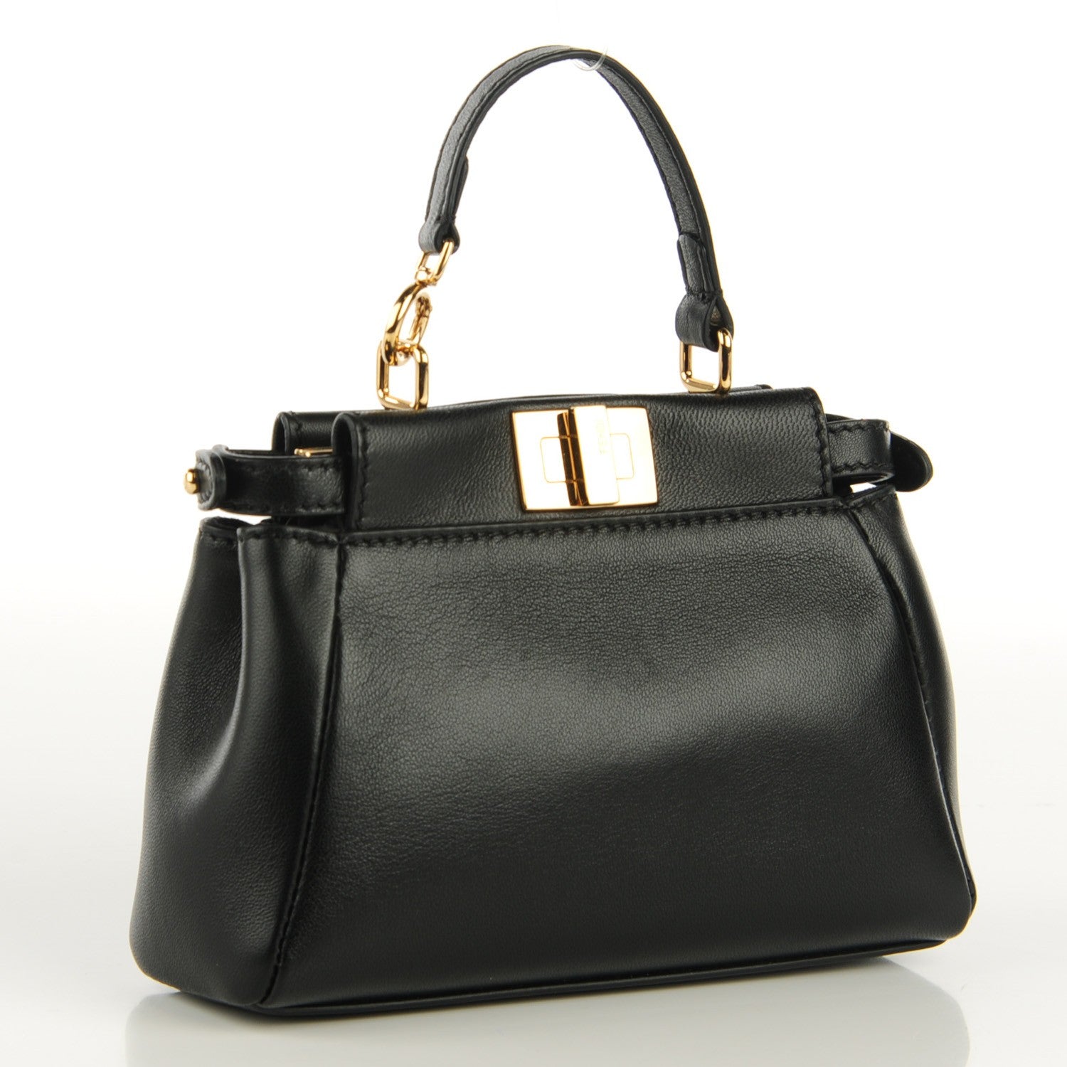 Fendi Nappa Micro Peekaboo Iconic Satchel Black 3 of 10