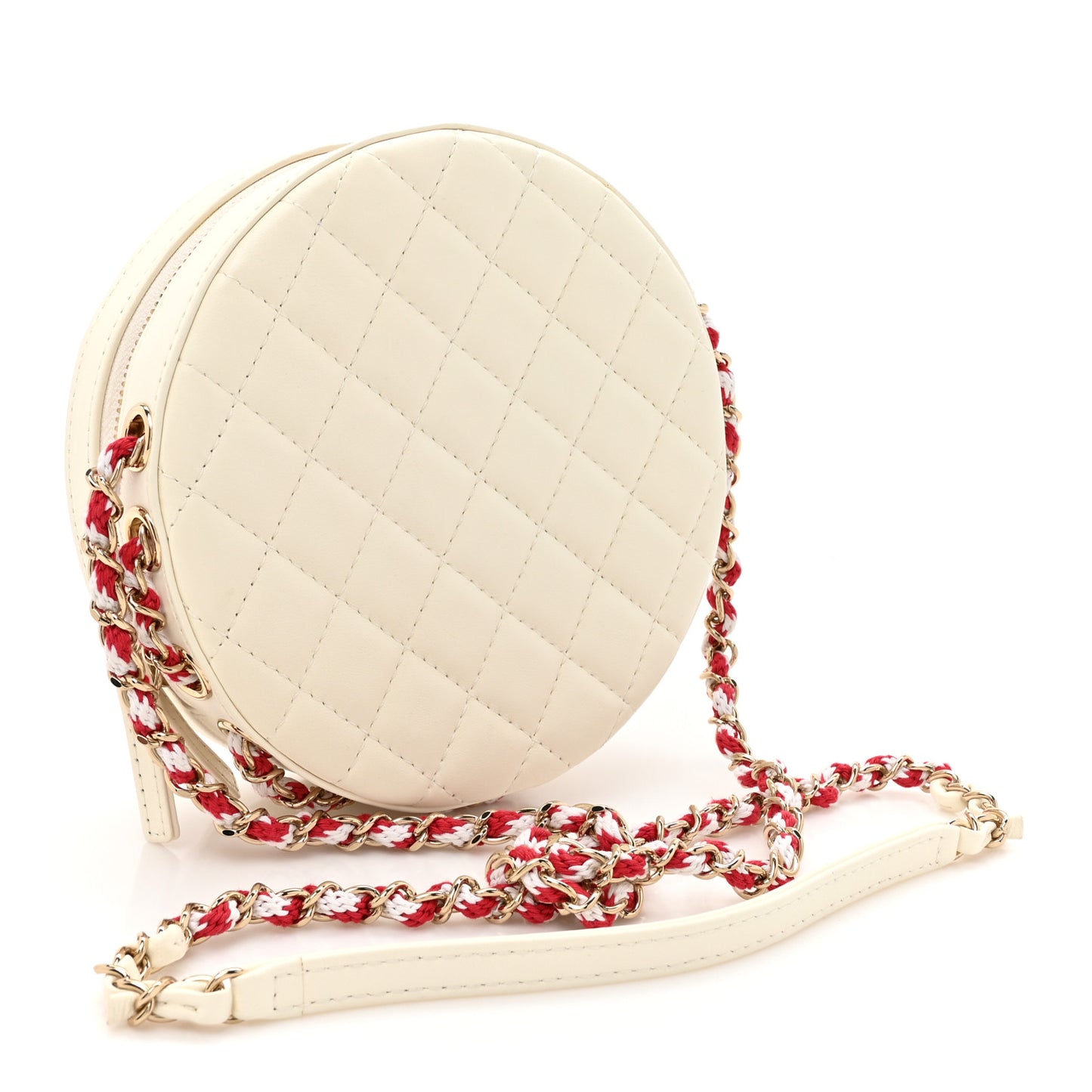 Lambskin Coco Lifesaver Round Bag Red White
