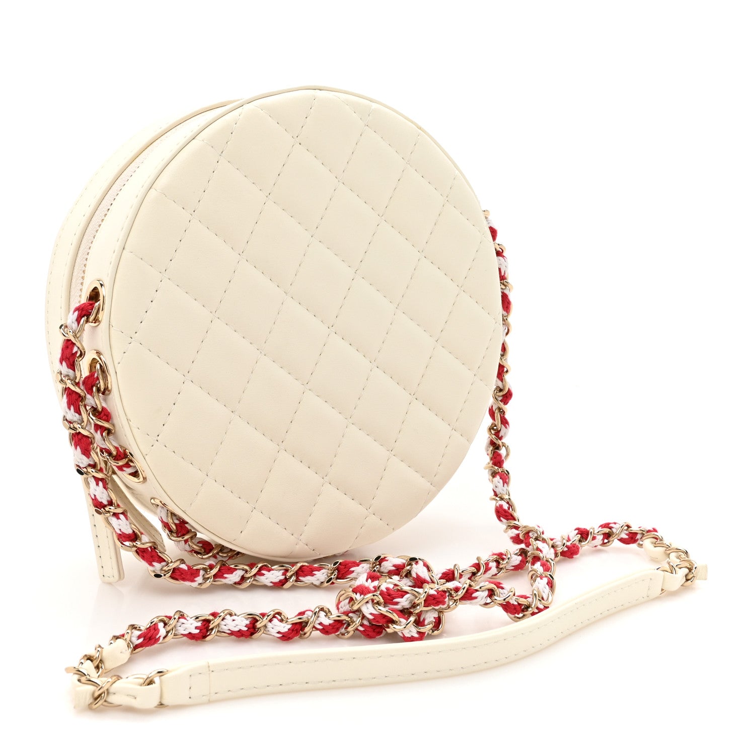 Chanel Lambskin Coco Lifesaver Round Bag Red White 3 of 11