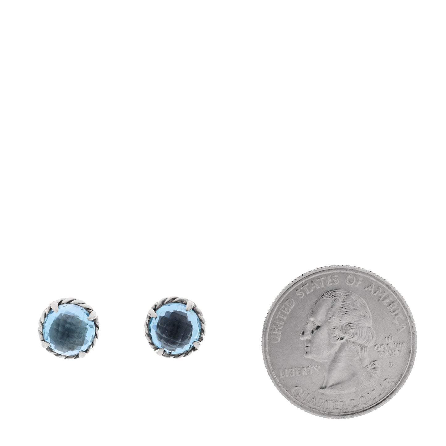 Sterling Silver Blue Topaz 8mm Chatelaine Earrings