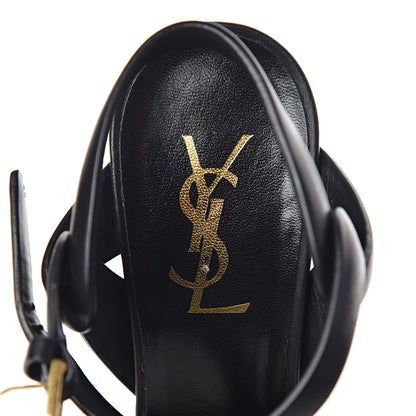 Saint Laurent Calfskin Tribute 105 Platform Sandals 37 Black 6 of 11
