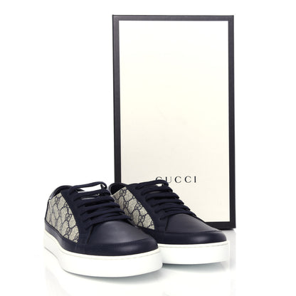 Gucci GG Supreme Monogram Calfskin Mens Low Top Sneakers 9 Blue Beige 11 of 11