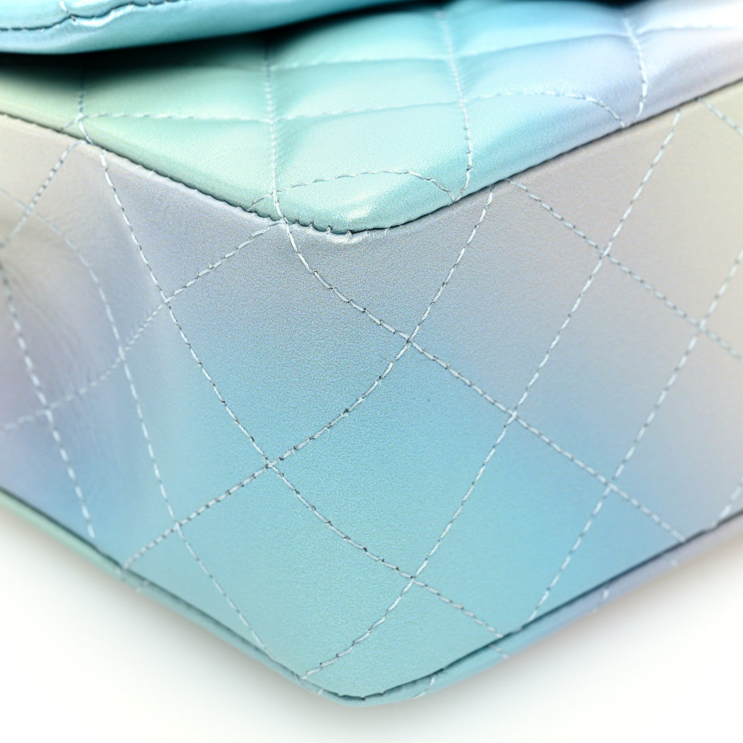 Chanel Lambskin Quilted Tie Dye Ombre Mini Rectangular Flap Blue Multicolor 9 of 10