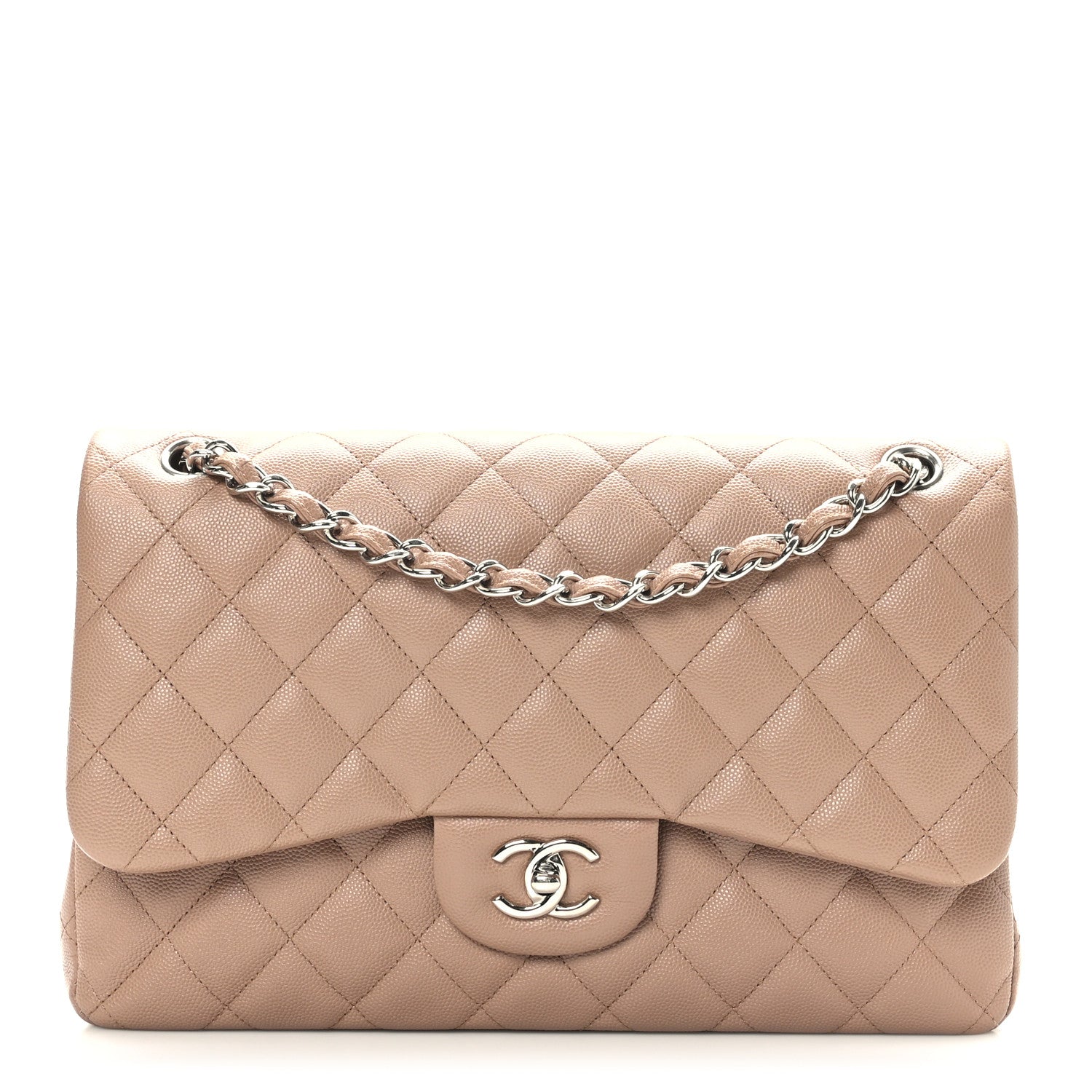 Chanel Caviar Quilted Jumbo Double Flap Beige 1 of 8