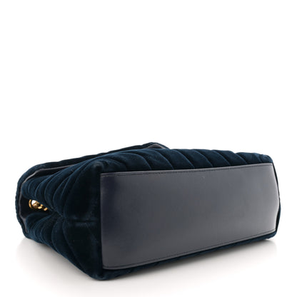 Saint Laurent Velvet Y Quilted Monogram Small Loulou Chain Satchel Medium Blue 4 of 12
