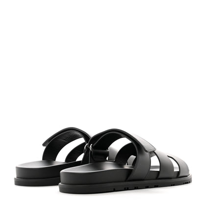 Hermes Calfskin Mens Chypre Sandals 41.5 Black 4 of 8