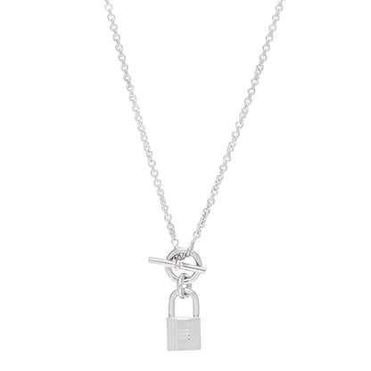 Hermes Sterling Silver Cadenas Kelly Lock Pendant Necklace 1 of 3