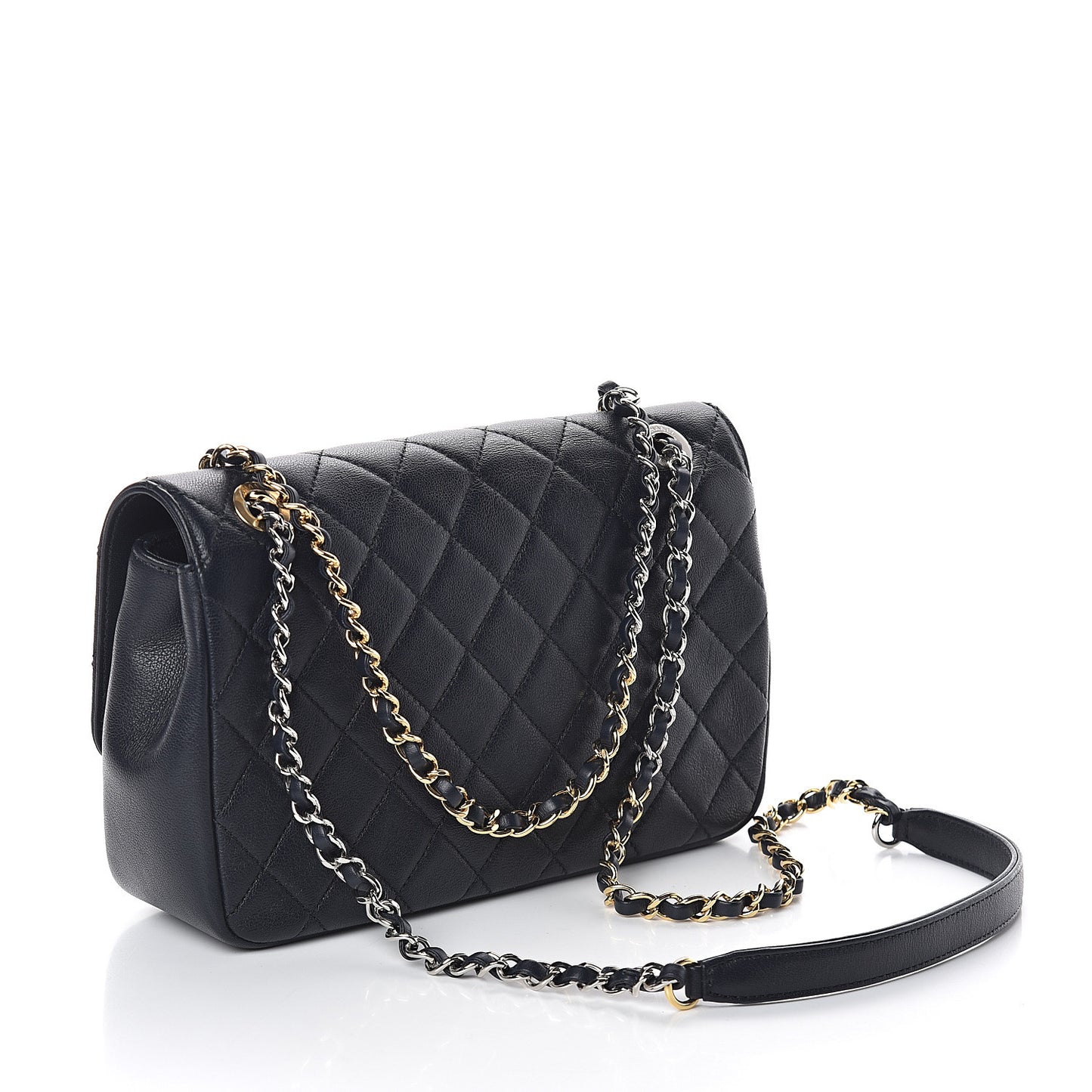 Calfskin Quilted Mini Rectangular Flap Dark Blue