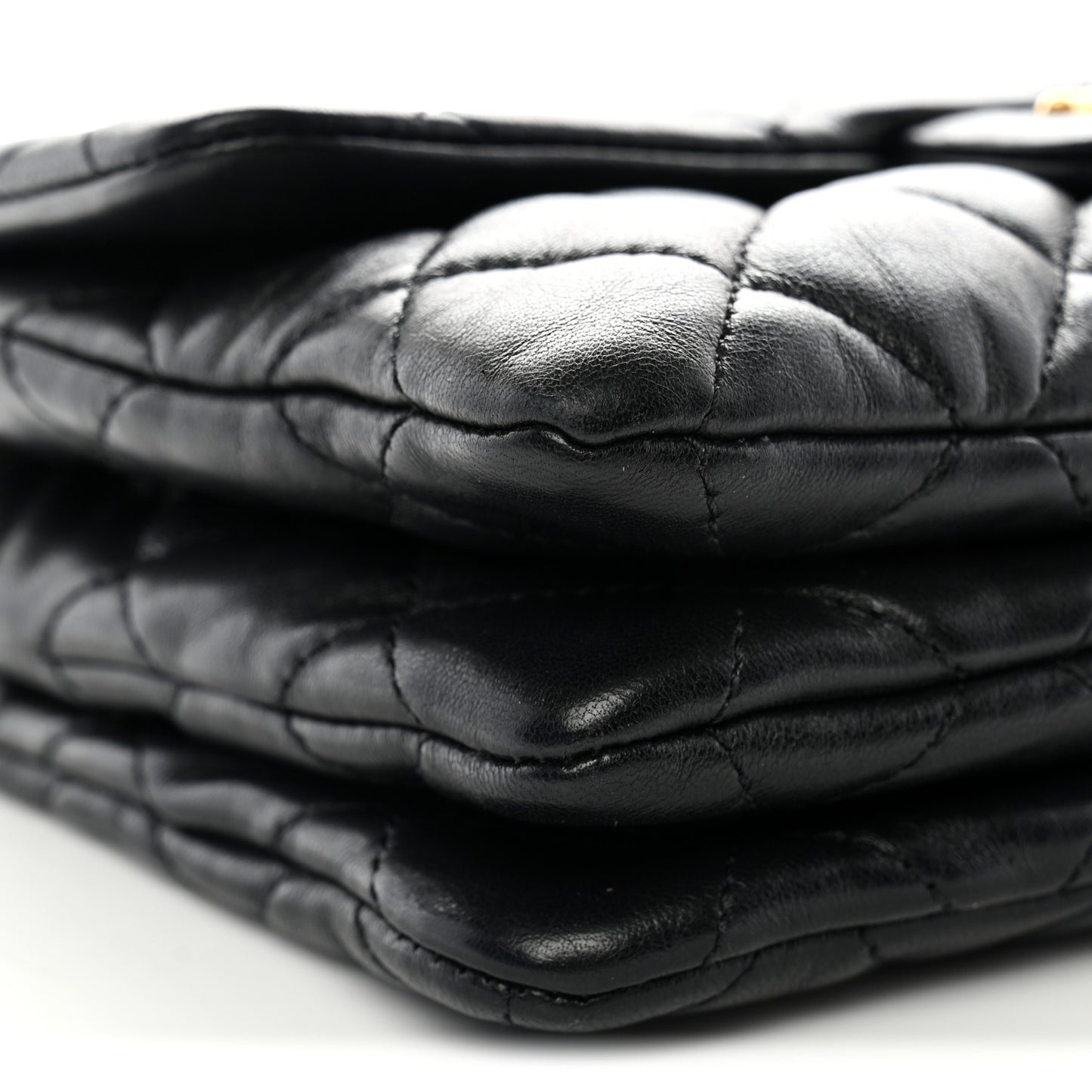 Lambskin Quilted Small Pillow Crush Flap Black