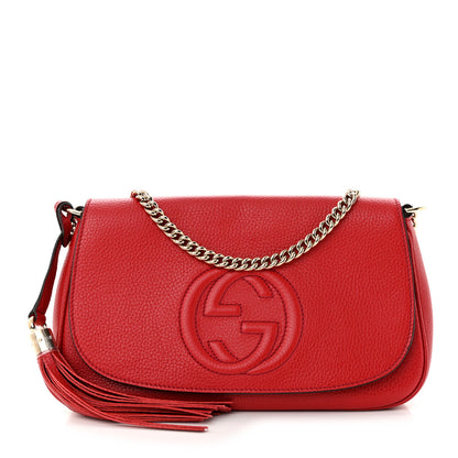 Gucci Pebbled Calfskin Medium Soho Flap Crossbody Vibrant Red 1 of 10