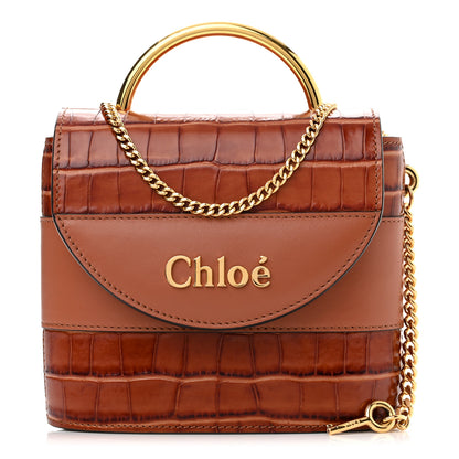 Chloe Calfskin Crocodile Embossed Small Aby Lock Chestnut Brown 1 of 9