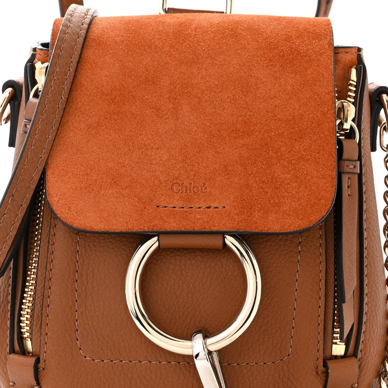 Chloe Suede Calfskin Mini Faye Backpack Tan 8 of 11
