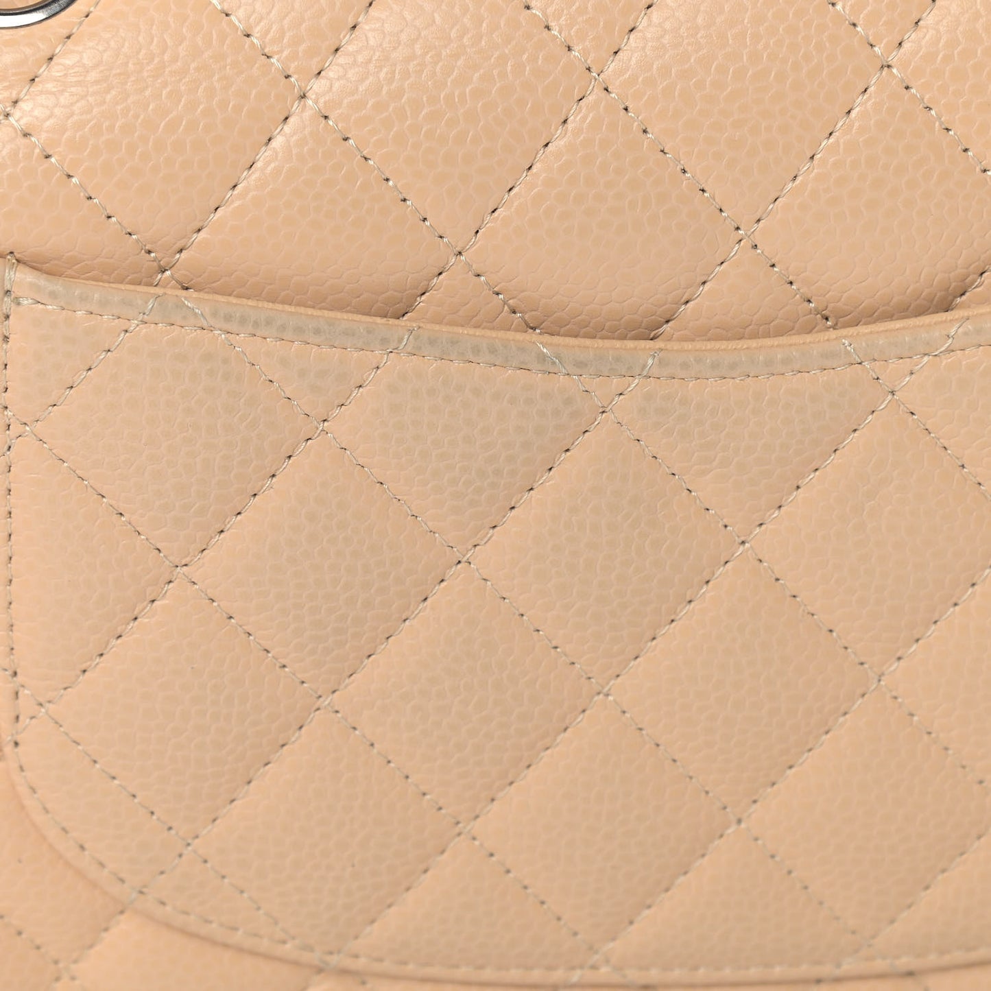 Caviar Quilted Small Double Flap Beige